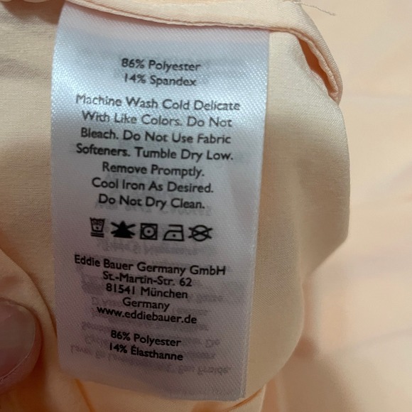 Eddie Bauer Women's 2XL Tall Peach Short Sleeve Pocket Tee Performance Top - Picture 4 of 6